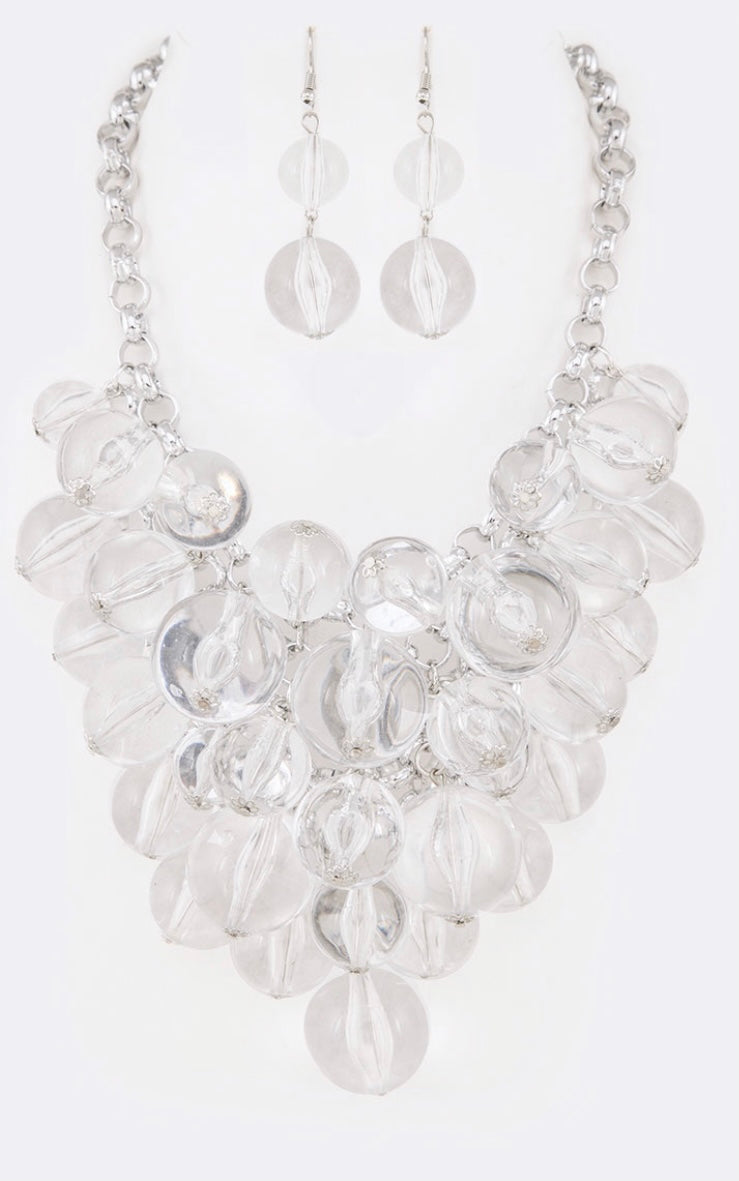 Clear Mixed Bead Statement Necklace
